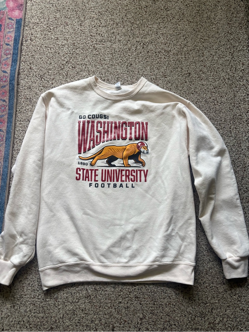Jerzees Cream Washington State University Football Crewneck